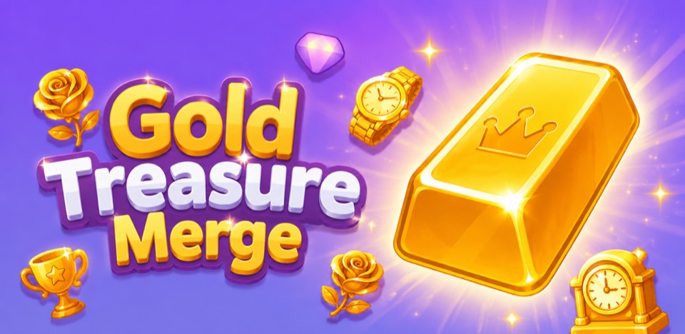 Gold Treasure Merge — glossy golden treasures